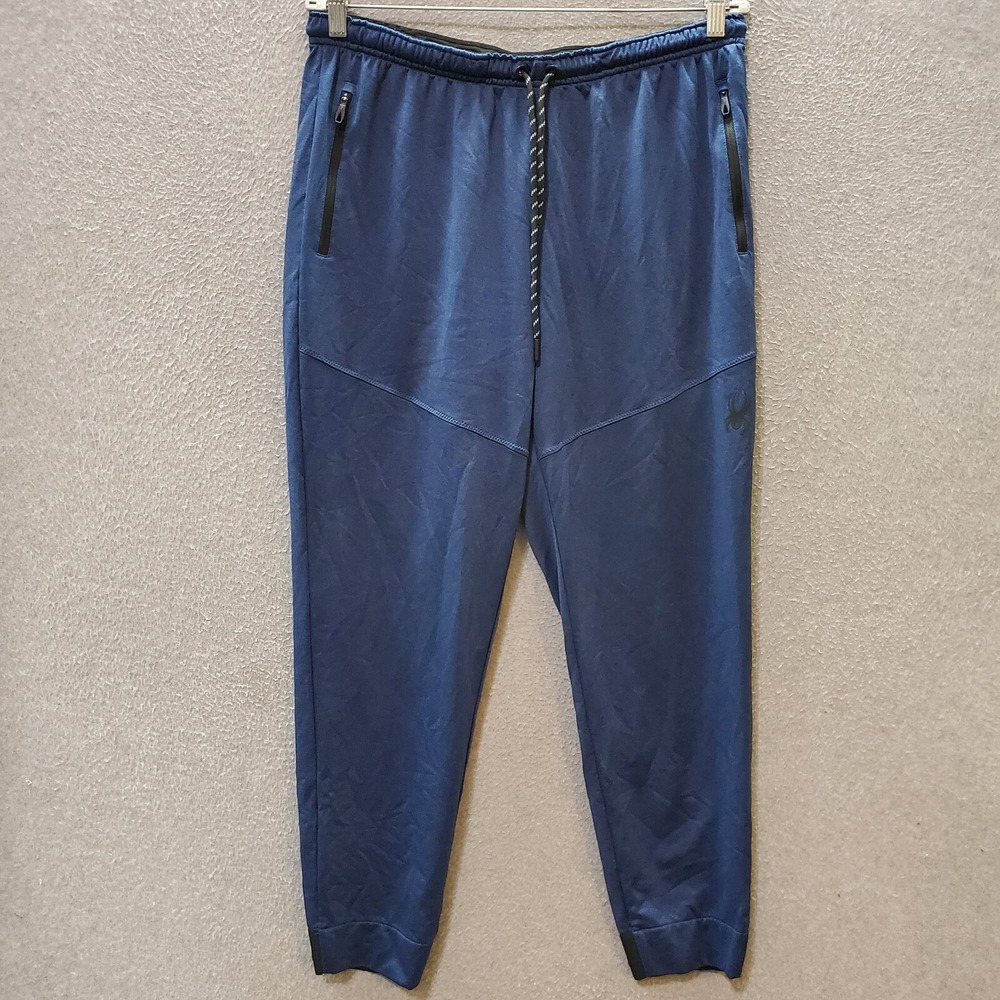 Spyder Active Men Activewear Pants Large Blue Jogger Pockets Inseam 27"‎